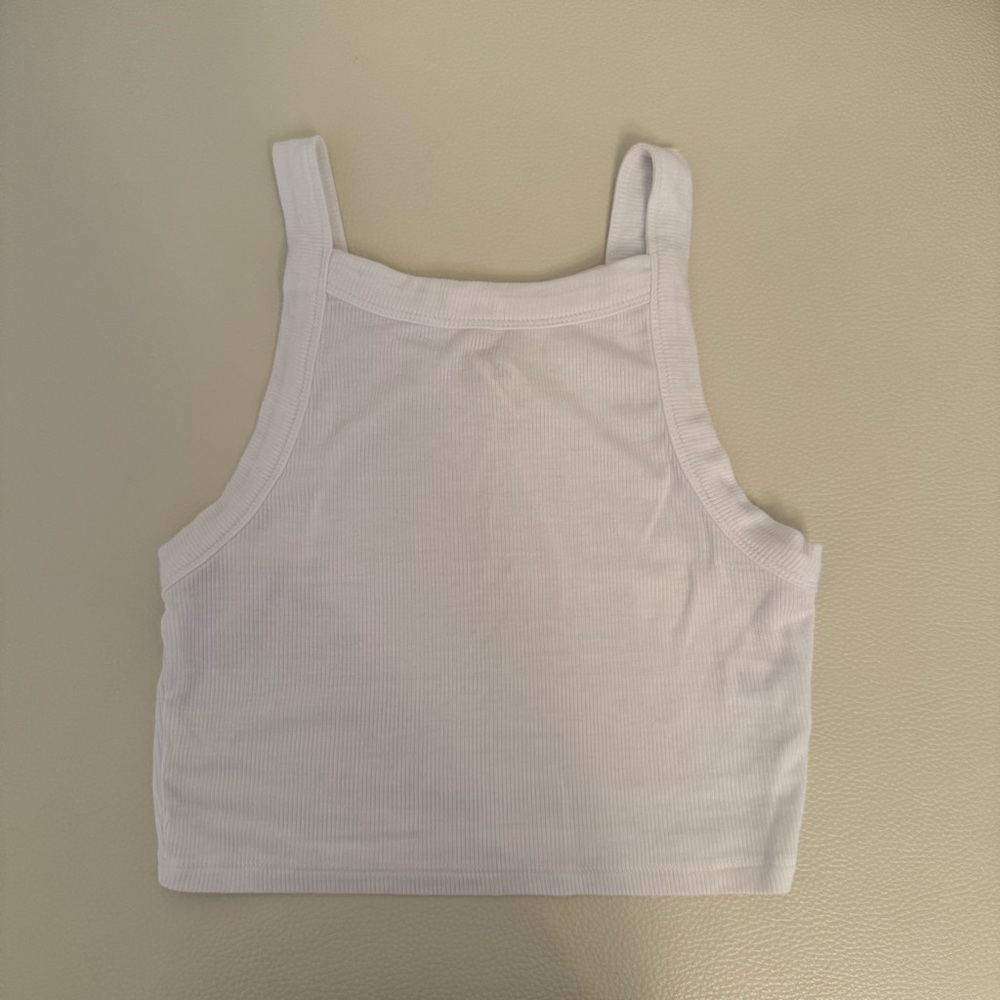 La Hearts White Ribbed Crop Top